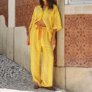Free People X Kinga Csilla - SUN STRIPE STRAIGHT LEG PANT‎ - Size Medium